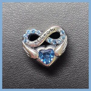 March Birthstone Infinity Heart Charm With Blue‎ CZ (NWOT)